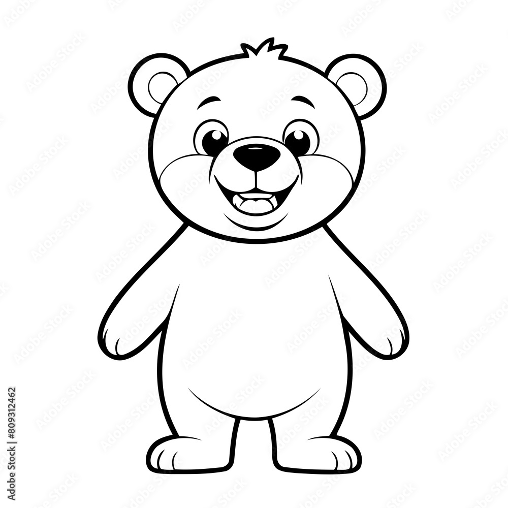 Simple vector illustration of Bear drawing colouring activity Simple vector illustration of Bear drawing colouring activity