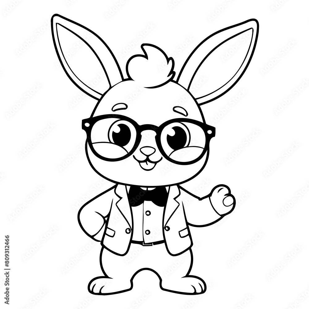 Vector illustration of a cute Bunny doodle for children worksheet