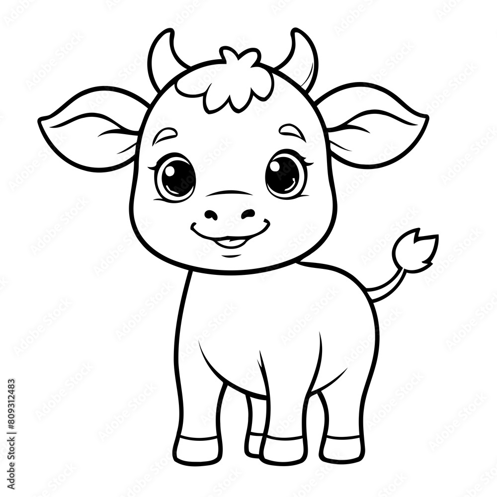 Vector illustration of a cute Cow doodle drawing for kids page Vector illustration of a cute Cow doodle drawing for kids page