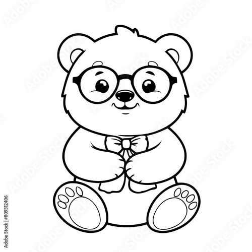 Simple vector illustration of Bear drawing for kids page