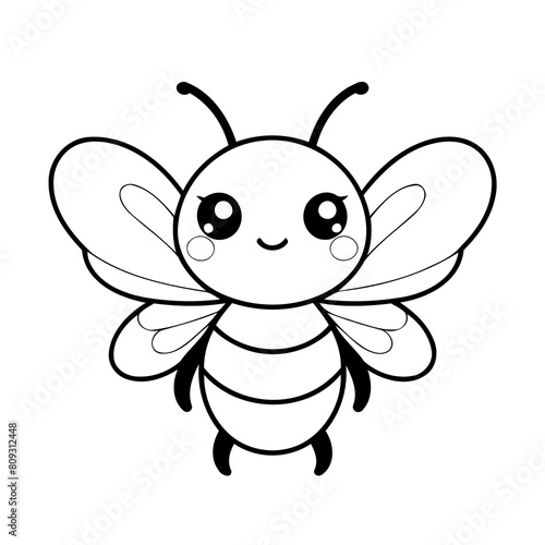 Cute vector illustration bee hand drawn for kids page