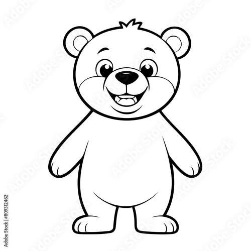 Simple vector illustration of Bear drawing colouring activity