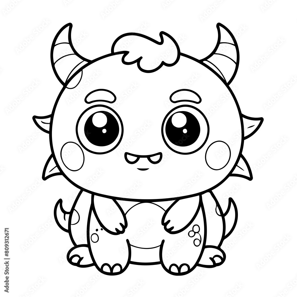 Cute vector illustration Monster hand drawn for kids coloring page Cute vector illustration Monster hand drawn for kids coloring page