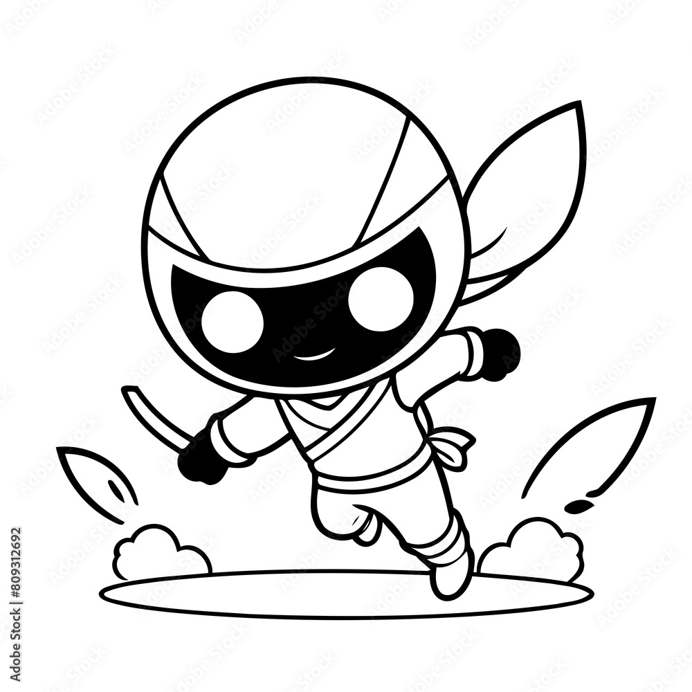Cute vector illustration Ninja hand drawn for toddlers Cute vector illustration Ninja hand drawn for toddlers