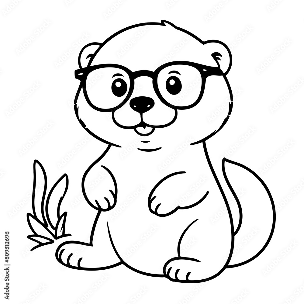 Simple vector illustration of Otter drawing for toddlers book Simple vector illustration of Otter drawing for toddlers book