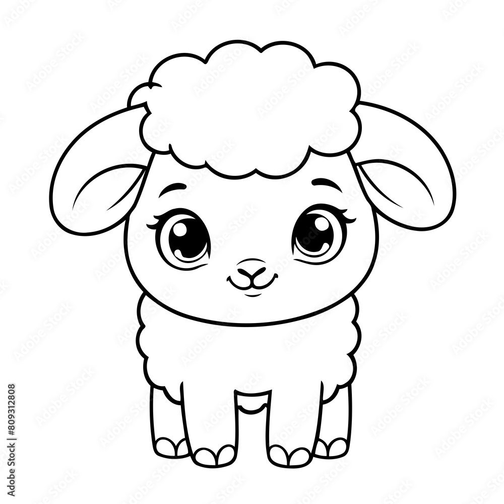 Cute vector illustration Sheep for children colouring activity Cute vector illustration Sheep for children colouring activity