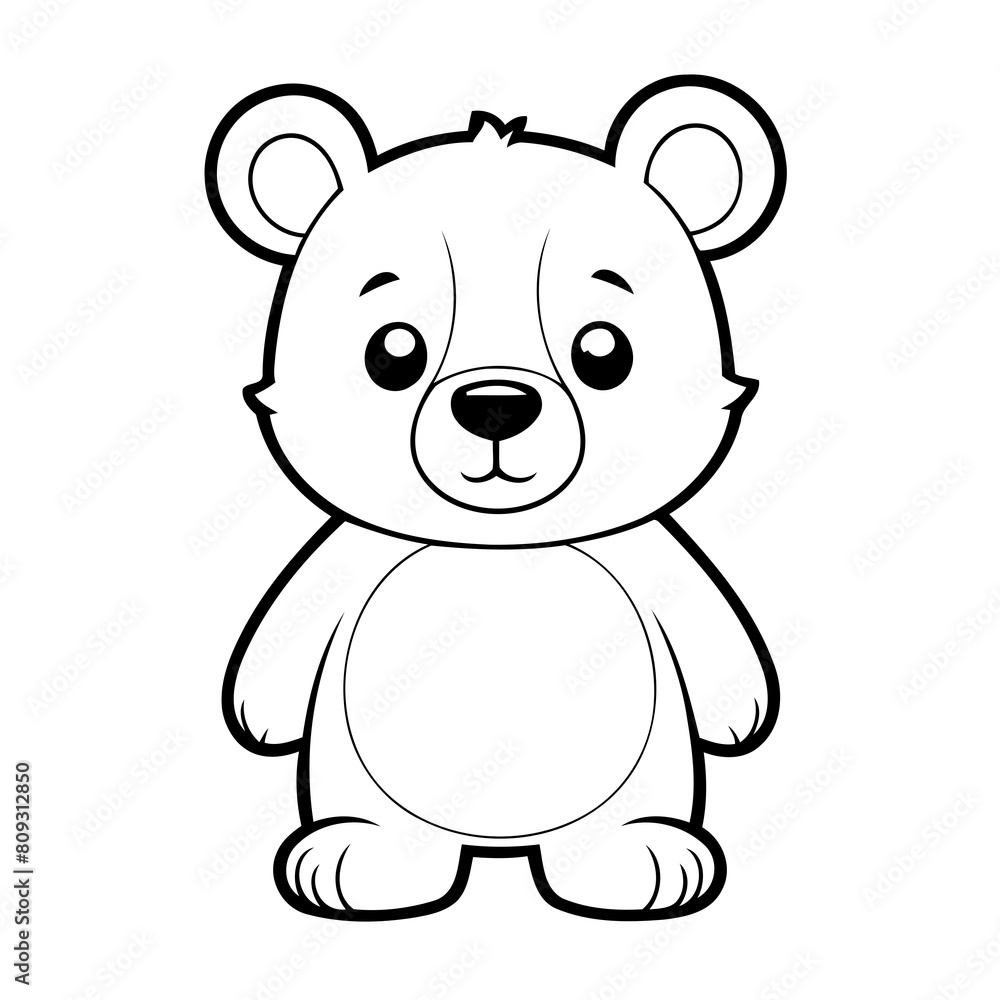 Vector illustration of a cute Bear drawing for toddlers coloring activity Vector illustration of a cute Bear drawing for toddlers coloring activity