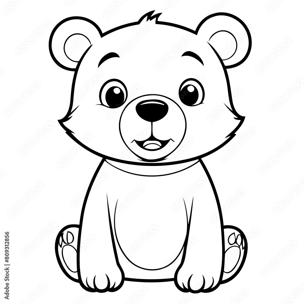 Vector illustration of a cute Bear drawing for kids page Vector illustration of a cute Bear drawing for kids page