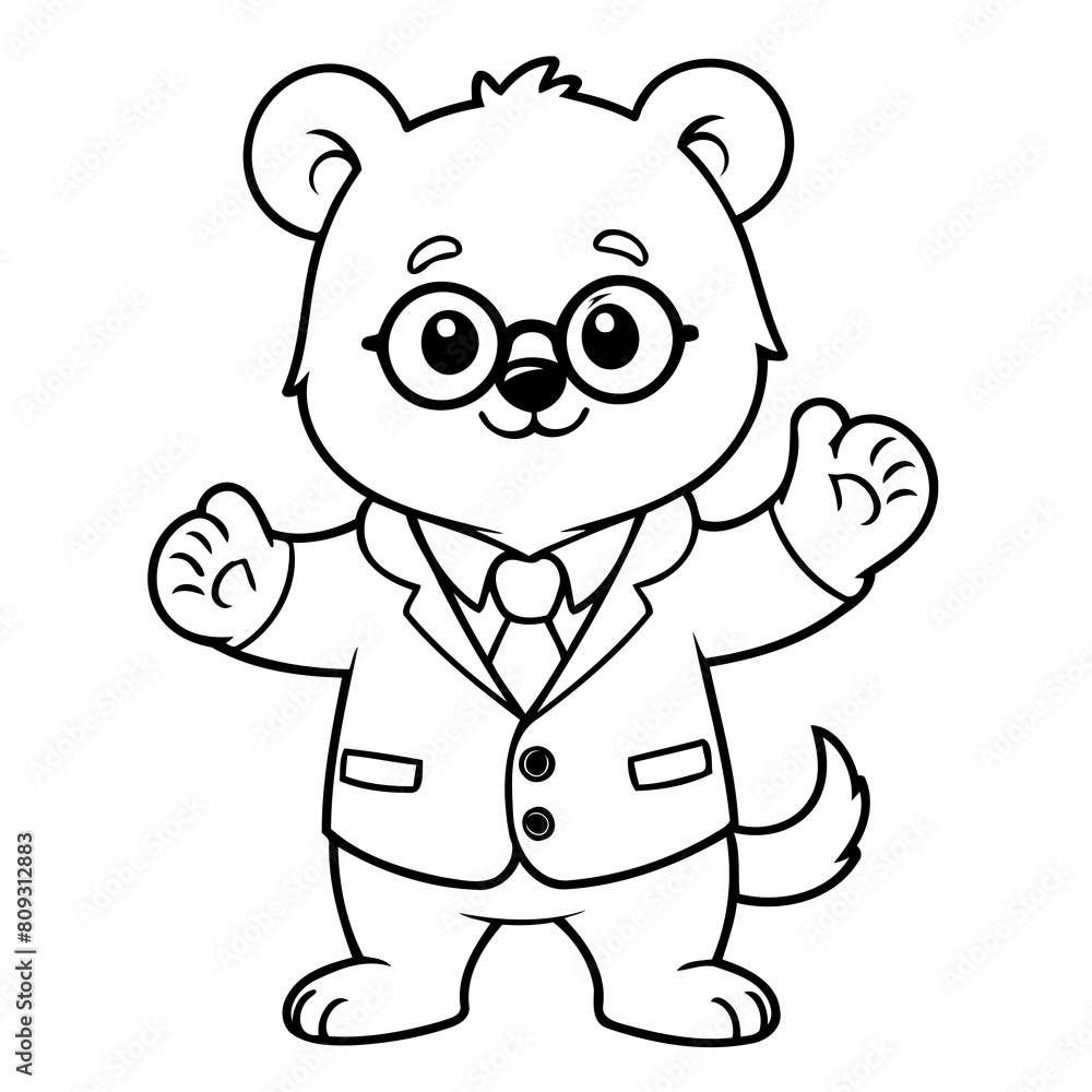 Simple vector illustration of Bear drawing for kids page Simple vector illustration of Bear drawing for kids page