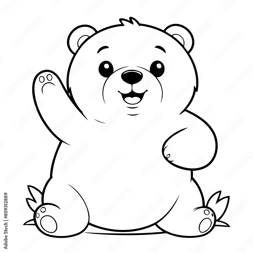 Simple vector illustration of Bear hand drawn for kids page Simple vector illustration of Bear hand drawn for kids page