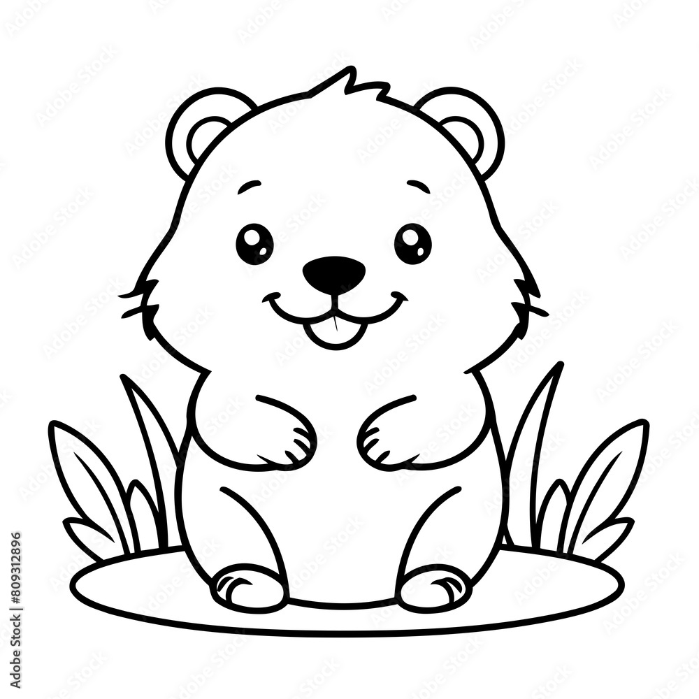 Vector illustration of a cute beaver drawing for kids colouring activity Vector illustration of a cute beaver drawing for kids colouring activity