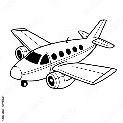 Simple vector illustration of airplane for kids coloring page