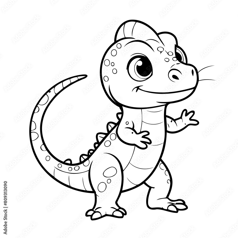 Vector illustration of a cute Lizard doodle for toddlers colouring page Vector illustration of a cute Lizard doodle for toddlers colouring page