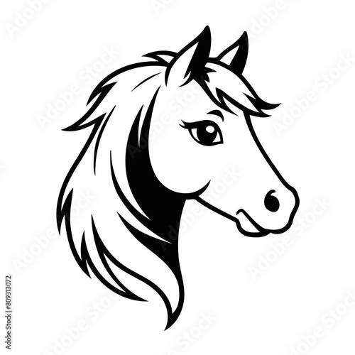 Cute vector illustration Horse for kids coloring activity page