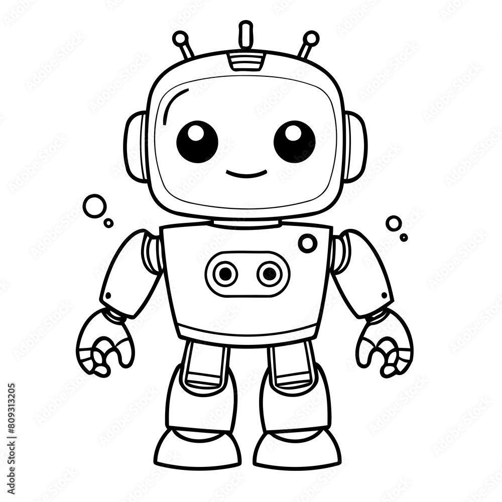 Cute vector illustration robot hand drawn for kids page Cute vector illustration robot hand drawn for kids page