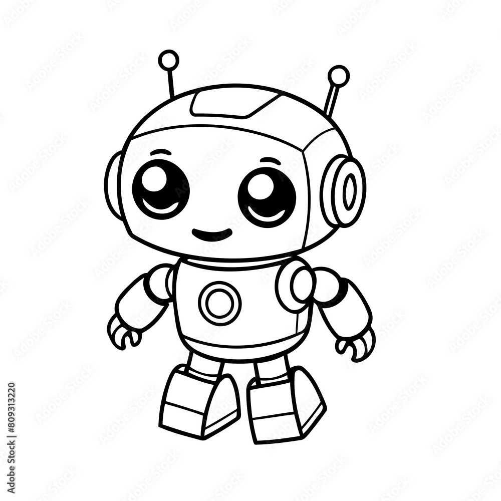 Vector illustration of a cute robot doodle for children worksheet Vector illustration of a cute robot doodle for children worksheet