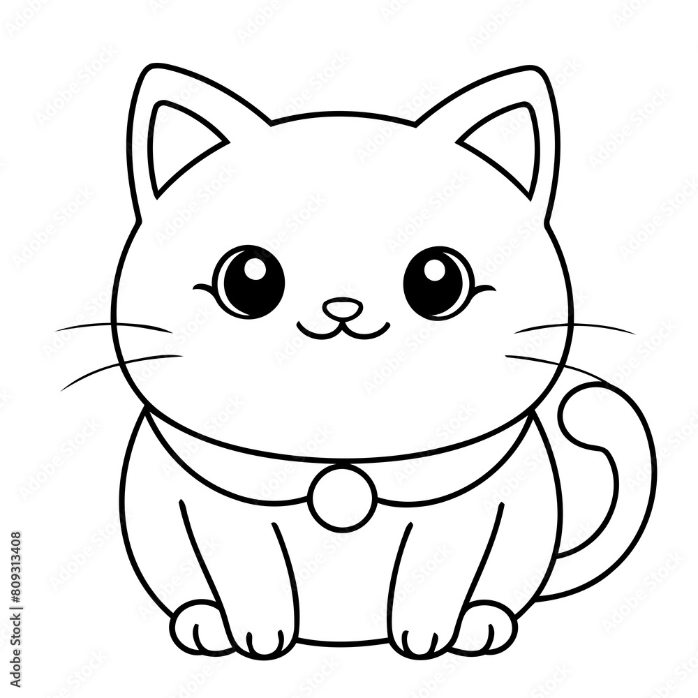 Vector illustration of a cute Cat drawing for colouring page Vector illustration of a cute Cat drawing for colouring page