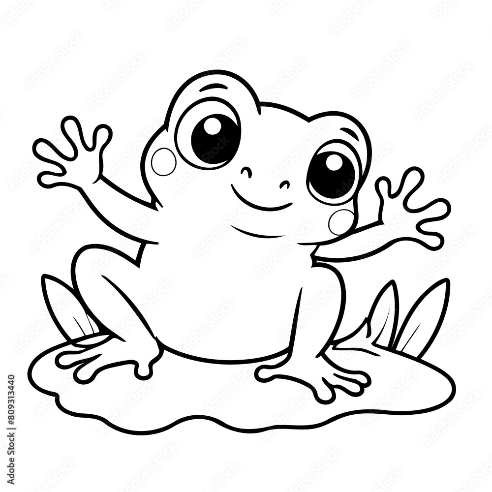 Cute vector illustration Frog for kids colouring page Cute vector illustration Frog for kids colouring page