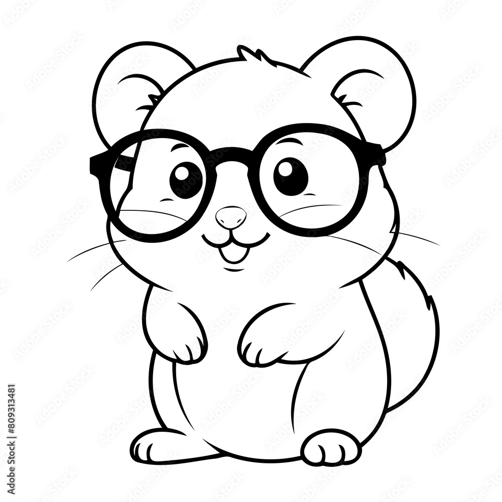 Naklejka premium Cute vector illustration hamster doodle for toddlers colouring page