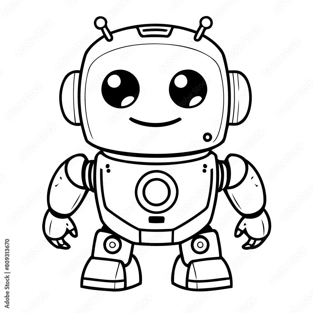 Cute vector illustration robot drawing for kids colouring activity Cute vector illustration robot drawing for kids colouring activity