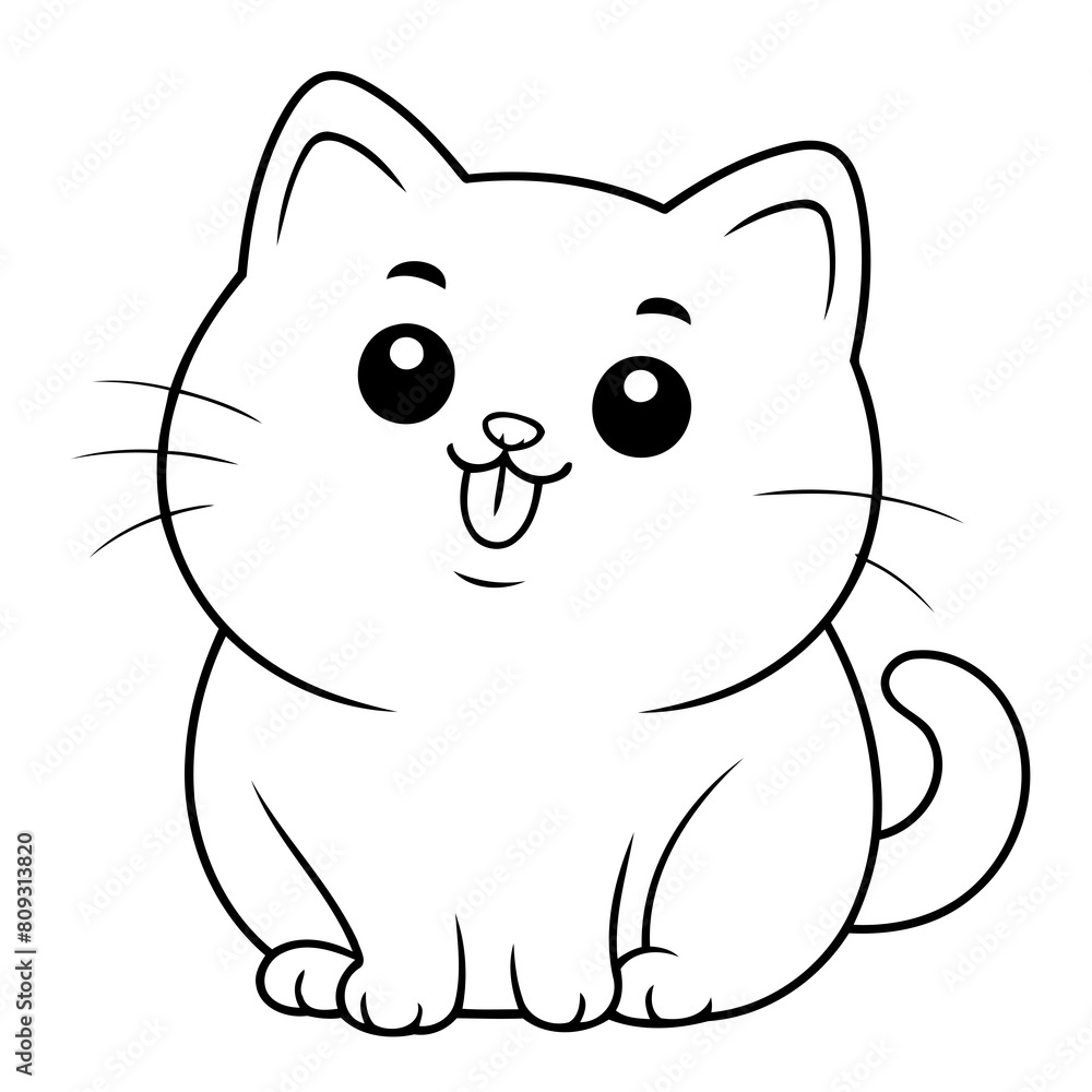 Cute vector illustration Cat hand drawn for kids page Cute vector illustration Cat hand drawn for kids page