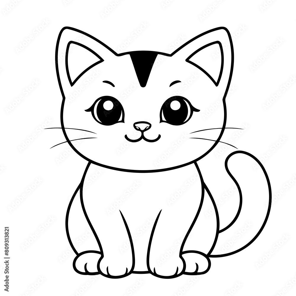 Cute vector illustration Cat colouring page for kids Cute vector illustration Cat colouring page for kids