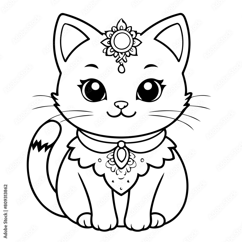 Vector illustration of a cute Cat doodle for kids colouring page Vector illustration of a cute Cat doodle for kids colouring page