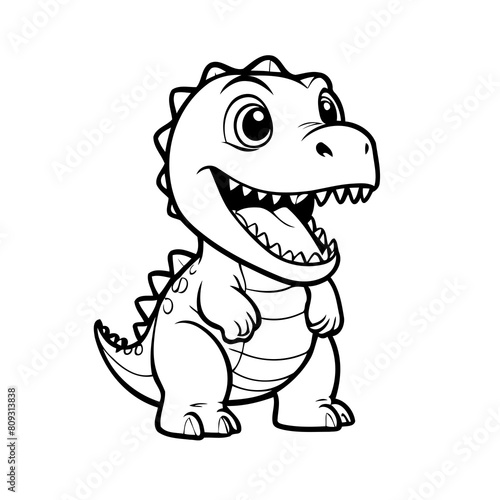 Vector illustration of a cute Dino drawing colouring activity