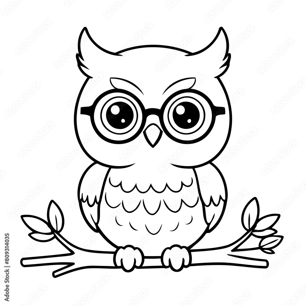 Simple vector illustration of Owl outline for colouring page Simple vector illustration of Owl outline for colouring page