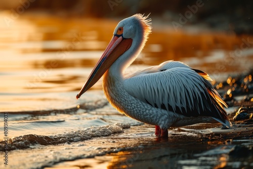 Pink-backed Pelican Full body shot in coastlines,