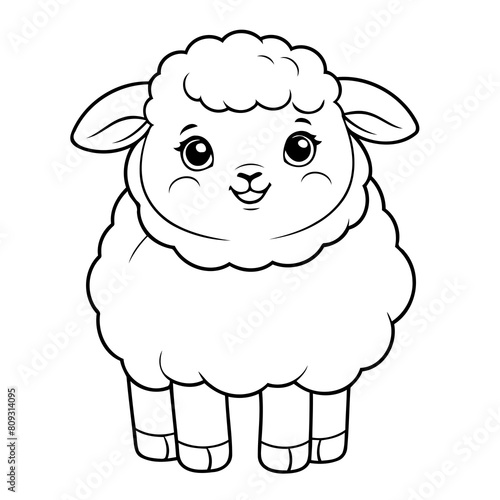 Cute vector illustration Sheep doodle colouring activity for kids