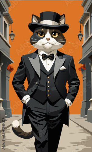 Fashion Moore: Vector illustration of a gentleman cat