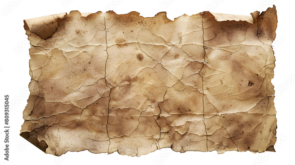 Old medieval paper sheet,on white background