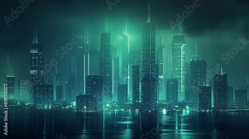 Glowing Futuristic Cityscape