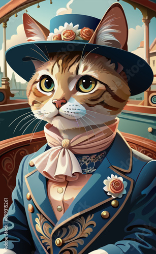 She-cat elegance in a vector: Lady's she-cat on a journey
