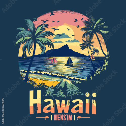 Havana island. T-shirt graphics. Vector illustration.