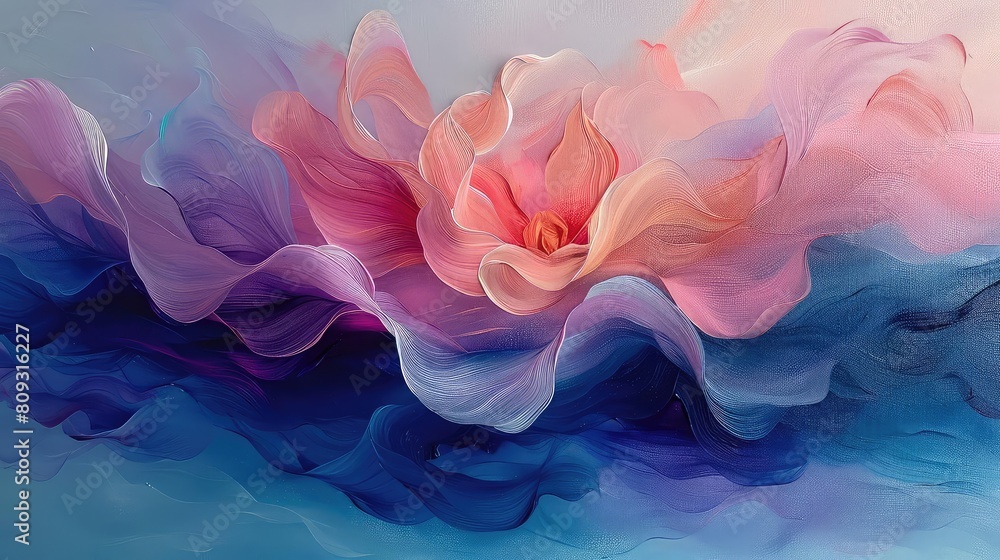 An ethereal flower painting with a vibrant color palette