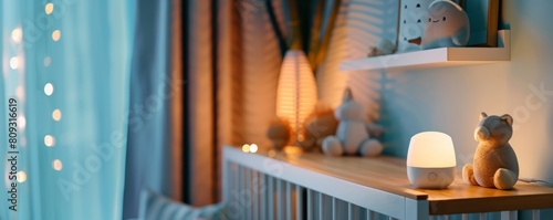 Cozy nursery corner with nightlight and plush bear