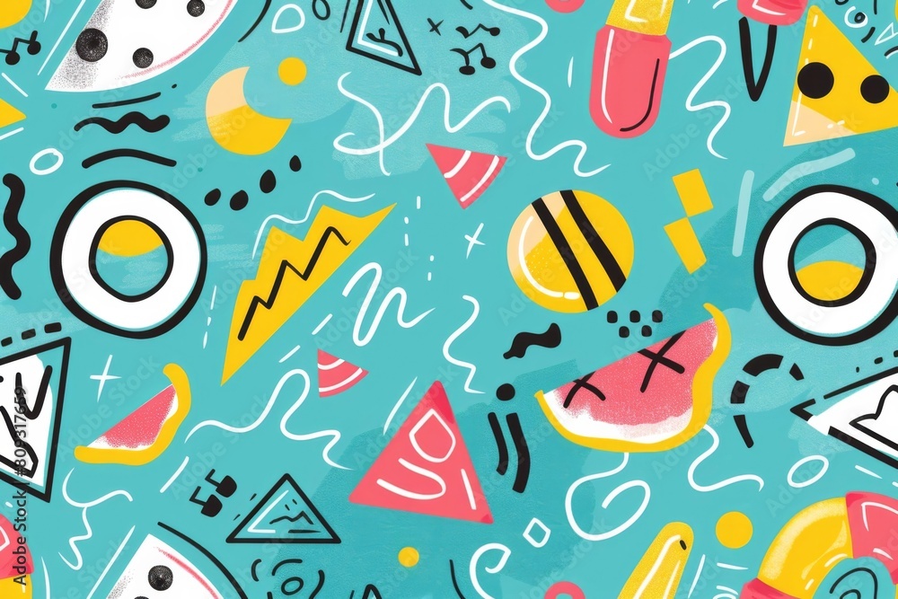 90's Inspired Background with Neon Colors and Bold Patterns - Vintage Decor, Party Themes 90's Inspired Background with Neon Colors and Bold Patterns - Vintage Decor, Party Themes