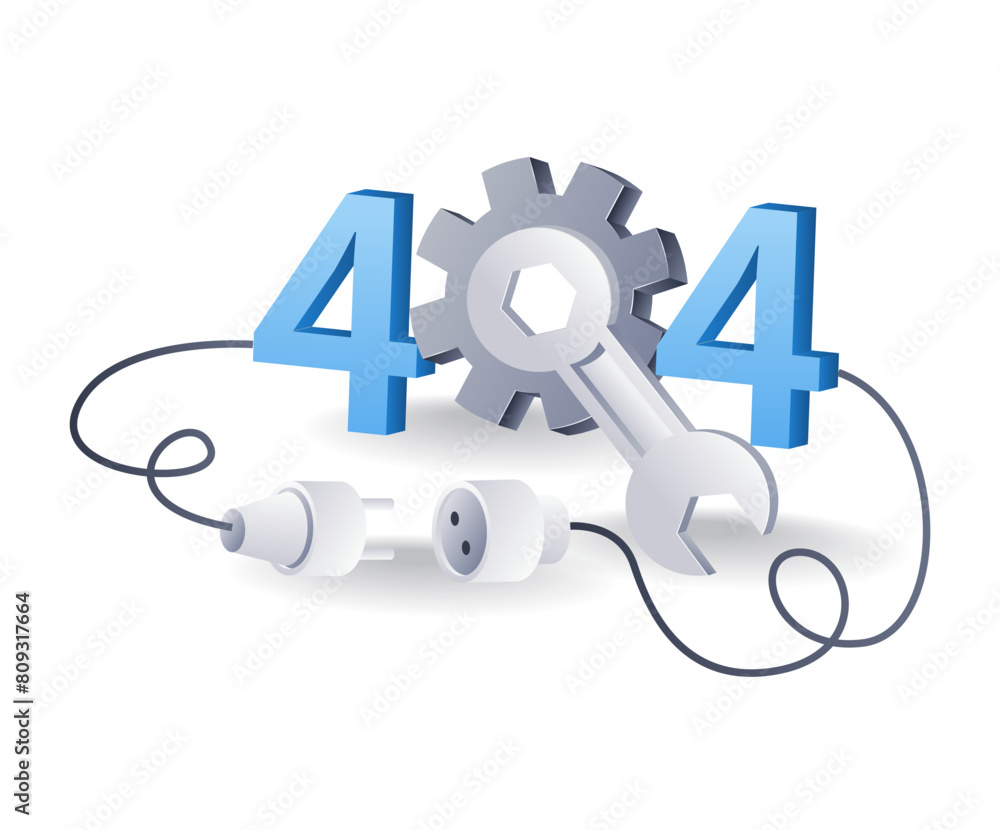 Internet error code 404 technology system, flat isometric 3d illustration infographic Internet error code 404 technology system, flat isometric 3d illustration infographic
