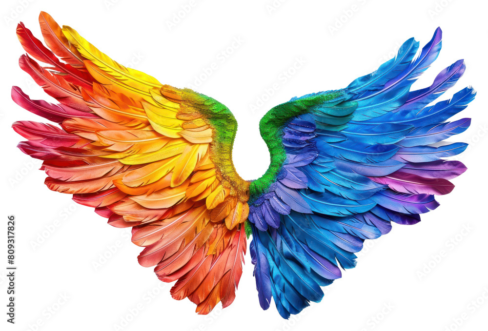 PNG Rainbow angel wings bird art white background. Stock Illustration ...