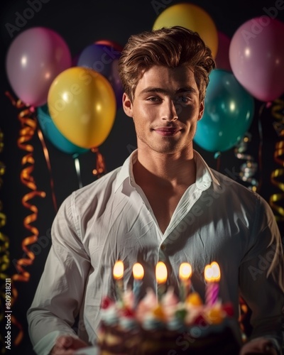 Attractive young man carryi...