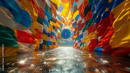 Composition with flags representing the EU and its member states