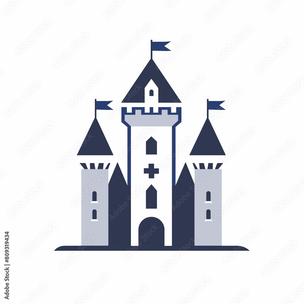 Turret Castle Logo: Minimalist Design Echoing the Timeless Majesty of Medieval Architecture