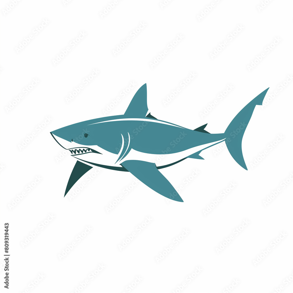 Obraz premium Finned Shark Logo: Minimalist Design Capturing the Majesty and Power of Ocean Predators