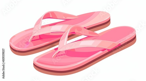 Pink flip flops presented as a vector illustration isolated on a white background, symbolizing a slipper icon in a simple yet effective design