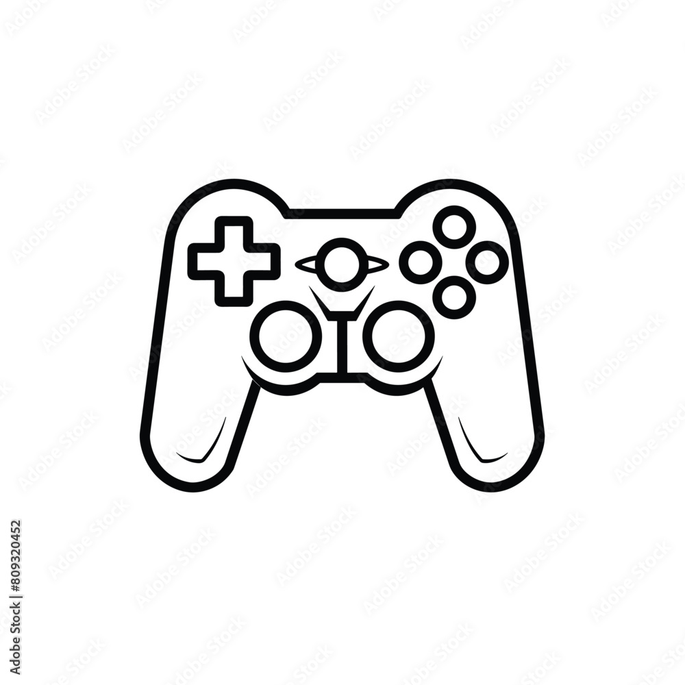 Black and white outline of a gaming controller in a simple design. Black and white outline of a gaming controller in a simple design.