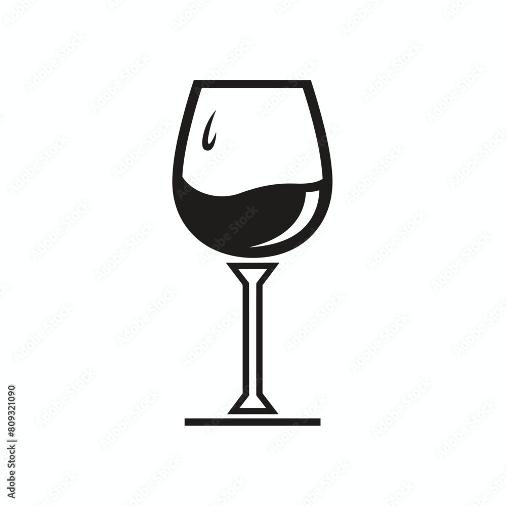 Minimalist illustration of a wine glass half full. Minimalist illustration of a wine glass half full.