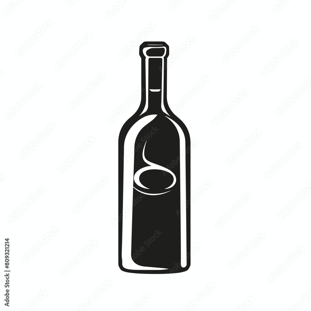 Black and white vector illustration of a wine bottle. Black and white vector illustration of a wine bottle.
