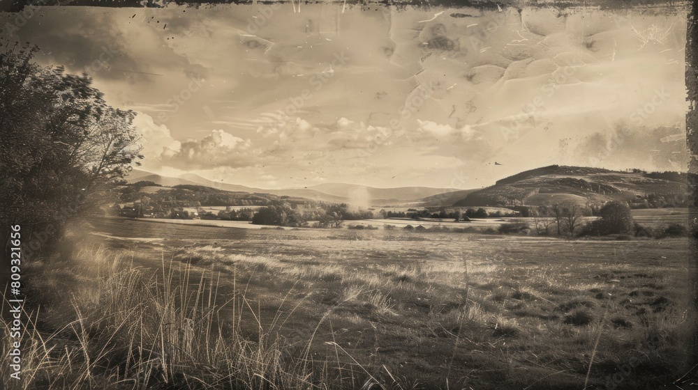 Obraz premium old photograph of a landscape in black and white in high resolution and quality